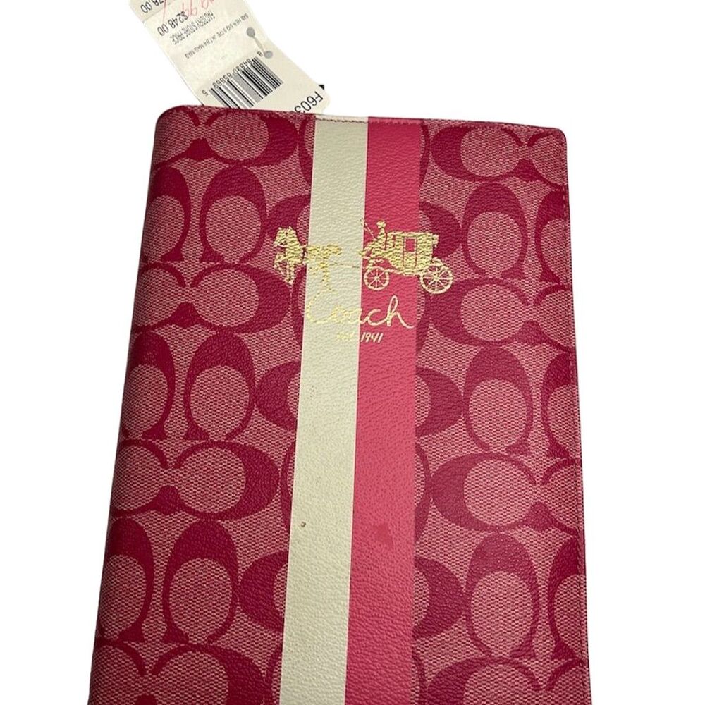 Coach Signature Pink Khaki Cream Monogram Leather Planner Cover - 2009 Inserts